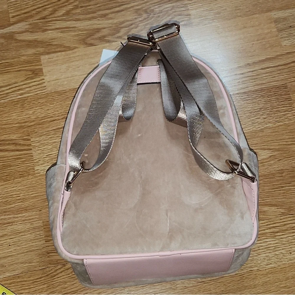 Juicy Couture Beige/ Pink Backpack with Heart Design and Suede Texture - Picture 4 of 11